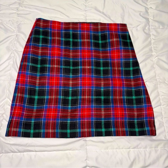 Talbots Tartan Sequins Size 12 Wool Plaid Skirt - Picture 1 of 7